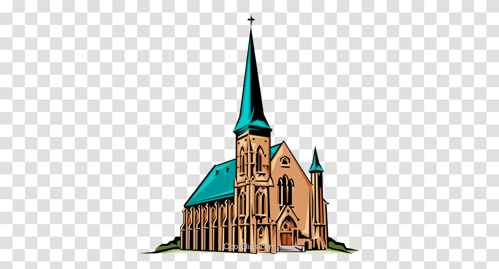 Church Royalty Free Vector Clip Art Illustration, Spire, Tower, Architecture, Building Transparent Png