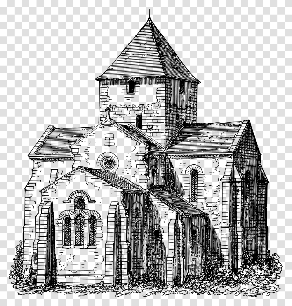 Church Steeple Clipart Black And White Church Drawing, Gray, World Of Warcraft Transparent Png