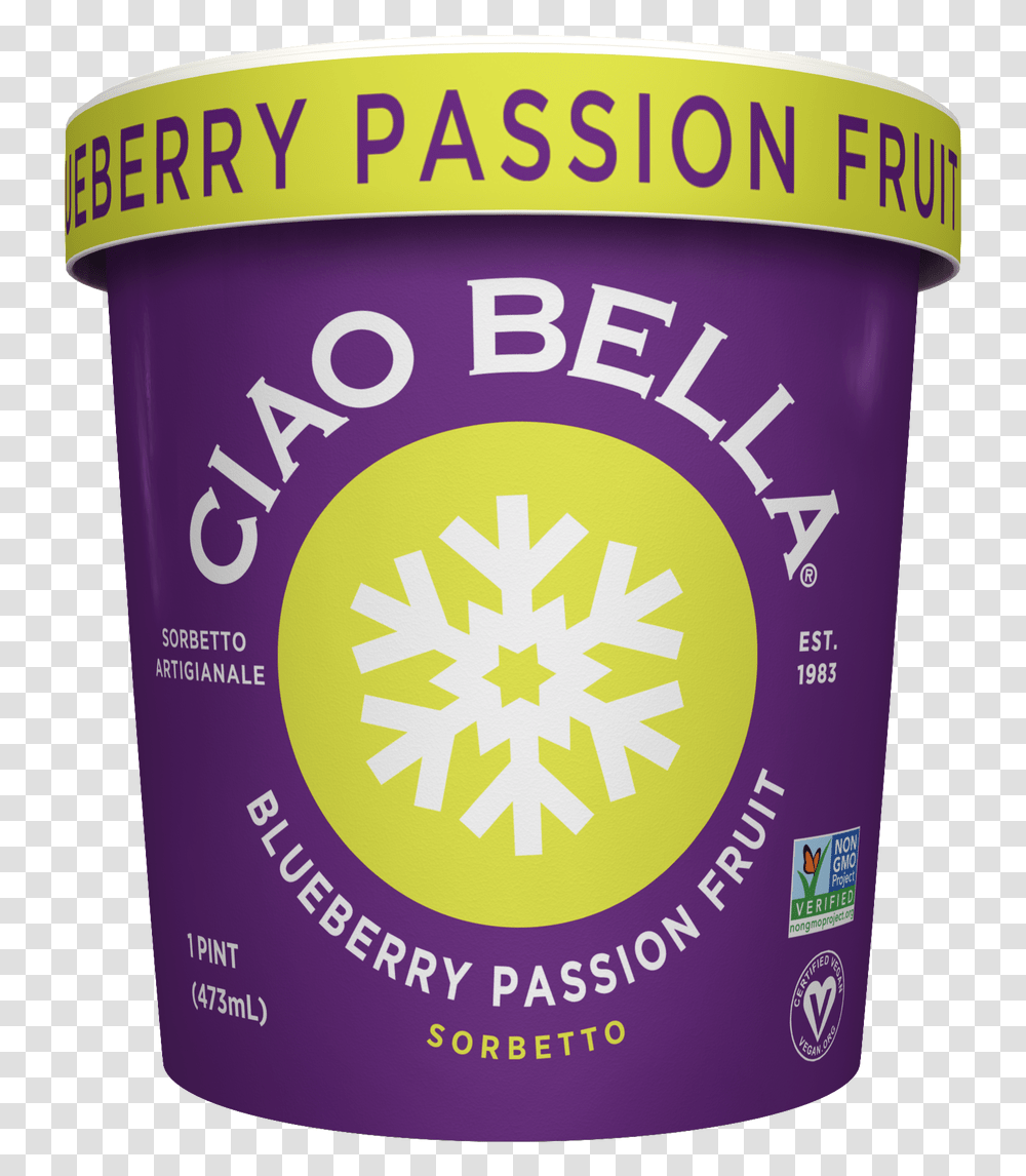 Ciao Bella Blueberry Passion Fruit Sorbetto, Food, Advertisement, Dessert, Yogurt Transparent Png