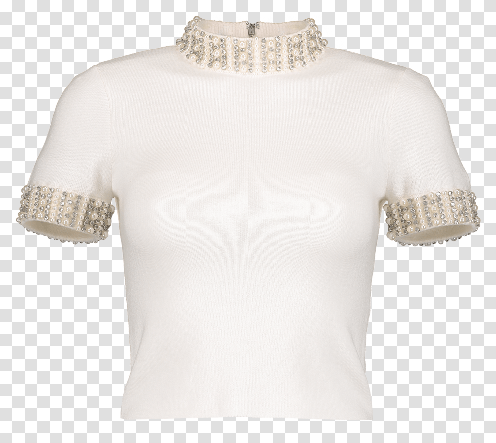 Ciara Embellished Crop Sweater Soft White Download Sweater, Apparel, Blouse, Shirt Transparent Png