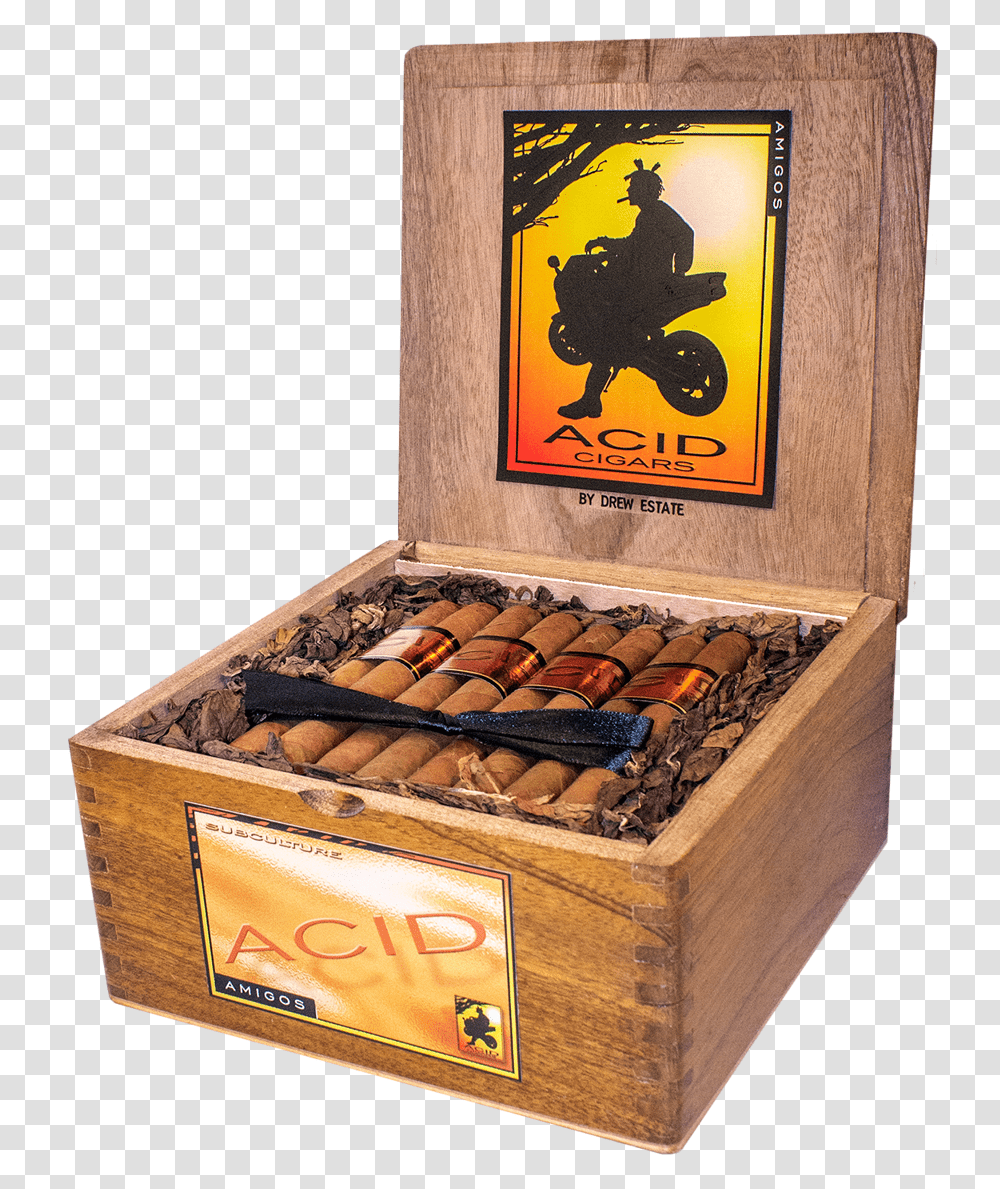 Cigar News Drew Estate Acid Amigos Makes Return To Two Guys Amigos Cigars, Box, Treasure, Person, Human Transparent Png