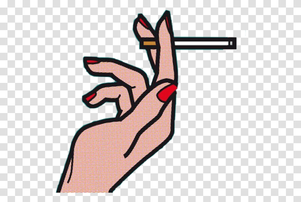 Cigarette Hand Rednail Comic Smoke Artfreetoedit Cigarette Pop Art Hand Cigarette, Clothing, Apparel, Graphics, Claw Transparent Png