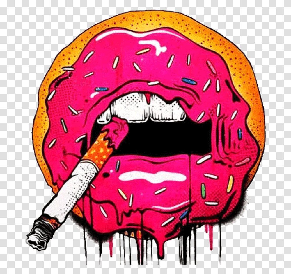 Cigarette Smoking Doughnut, Label, Sticker, Mouth Transparent Png
