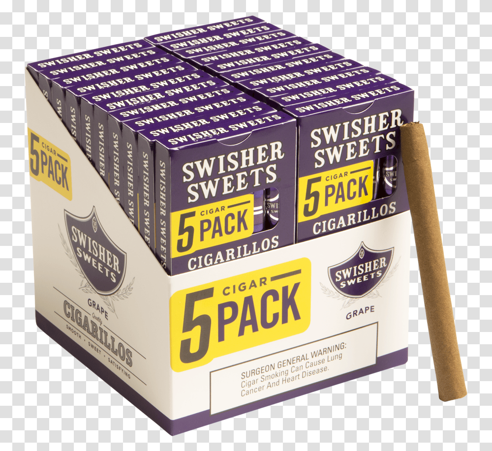 Cigarillos Grape Swisher Sweets Logo, Box, Carton, Cardboard, Food Transparent Png
