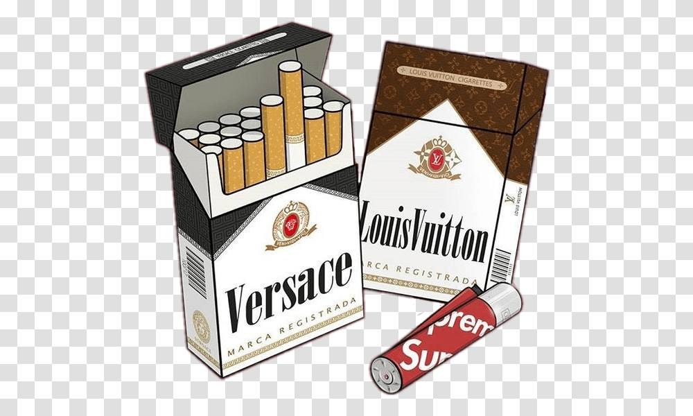 Cigarrillo Cigarros Versace Louisvuitton Supreme Nicotine Trap, Label, Flyer, Poster Transparent Png