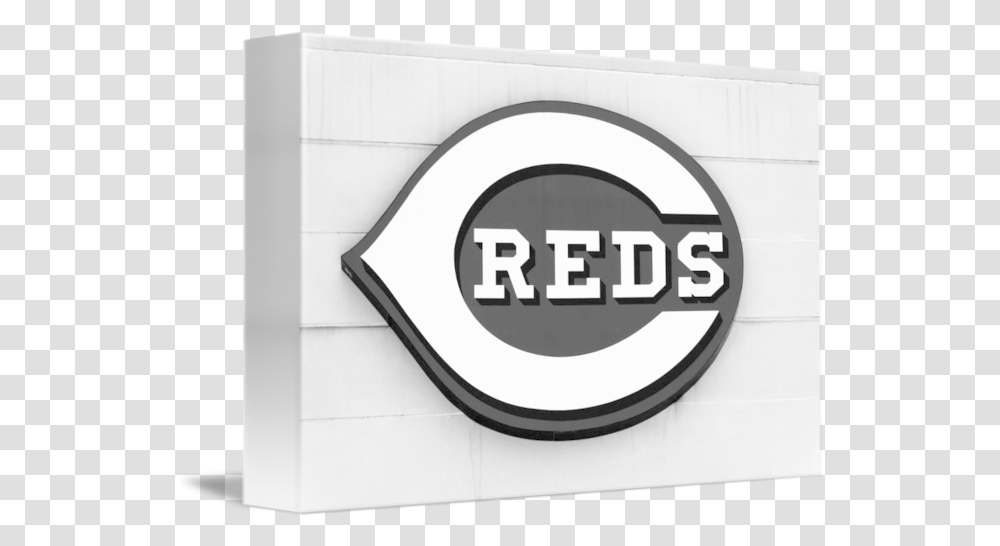 Cincinnati Reds Sign In Black And White By Paul Velgos Cincinnati Reds, Text, Label, Symbol, Sticker Transparent Png