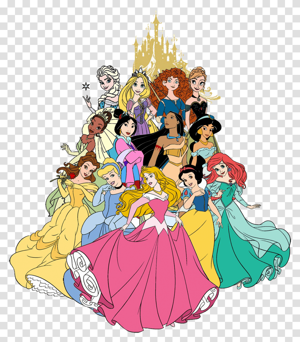Cinderella Castle Disney Princess Symbols Clipart Collection All 13 Disney Princesses, Person, Human, Book, Comics Transparent Png