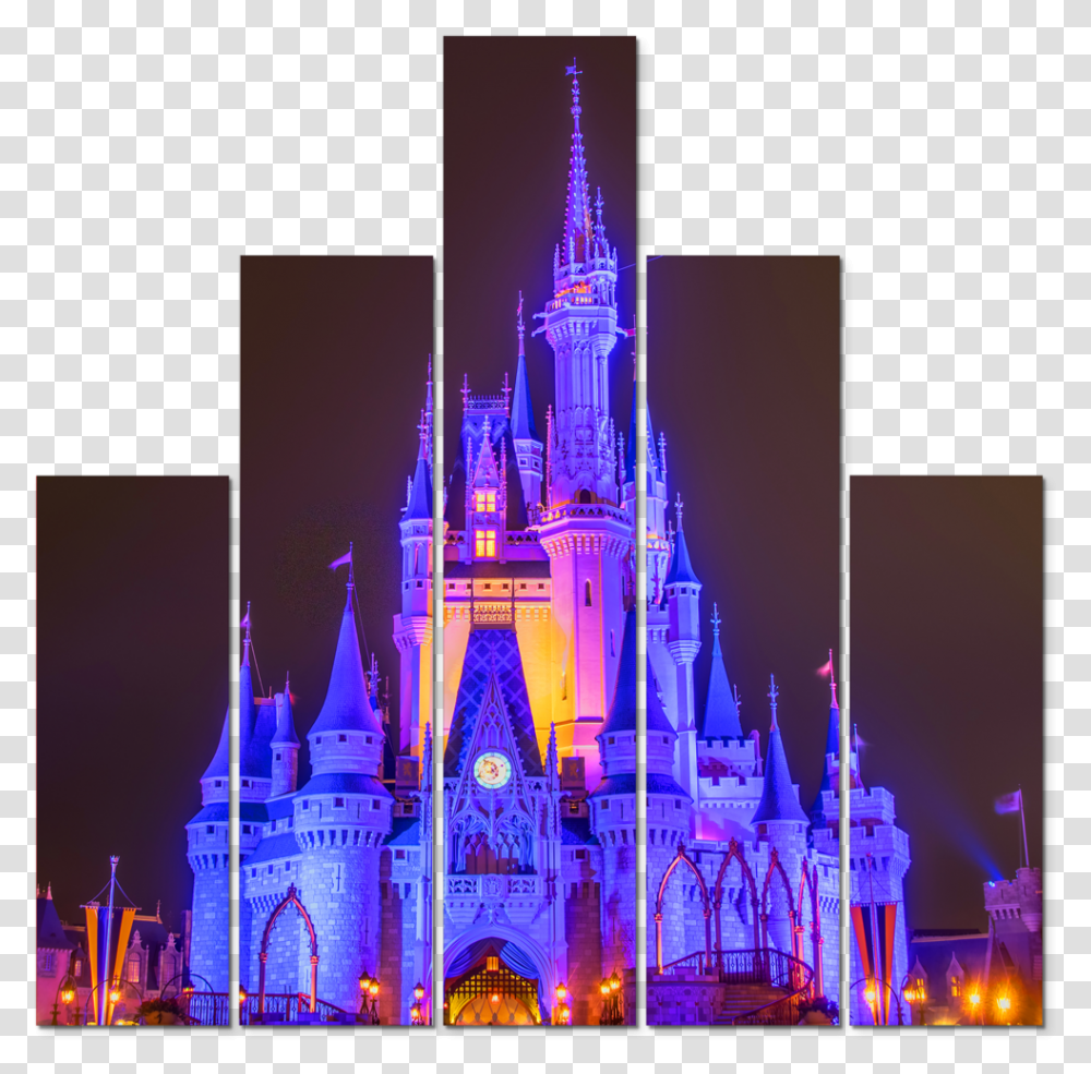 Cinderella's Castle At Night Disney World Cinderella Castle, Spire, Tower, Architecture, Building Transparent Png