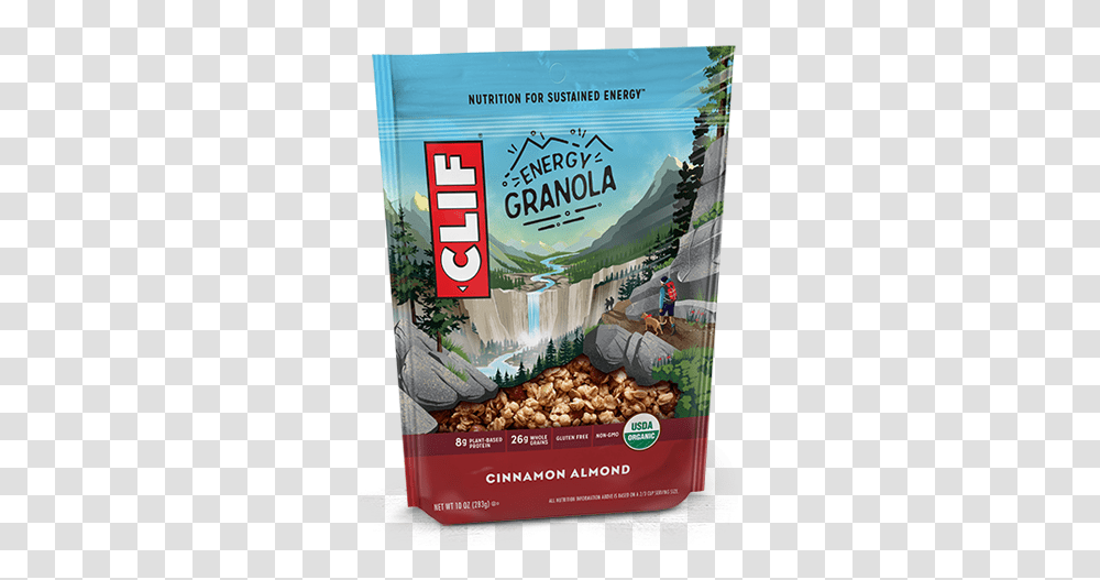 Cinnamon Almond Packaging Clif White Chocolate Macadamia Granola, Person, Plant, Food, Advertisement Transparent Png