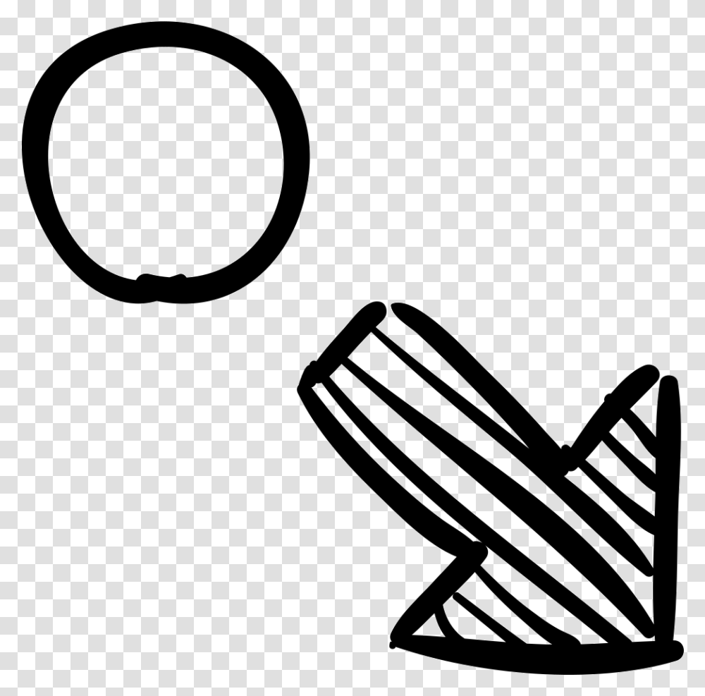 Circle And Right Down Arrow Sketch Icon Free Download, Stencil, Chair Transparent Png