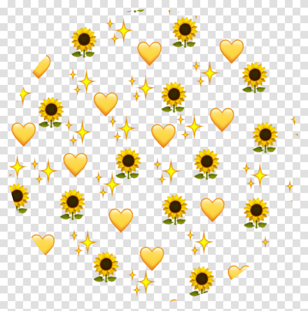 Circle Background Sunflower Emojis Yellow Design Heart Emoji Background Picsart, Daisy, Plant, Chandelier, Petal Transparent Png
