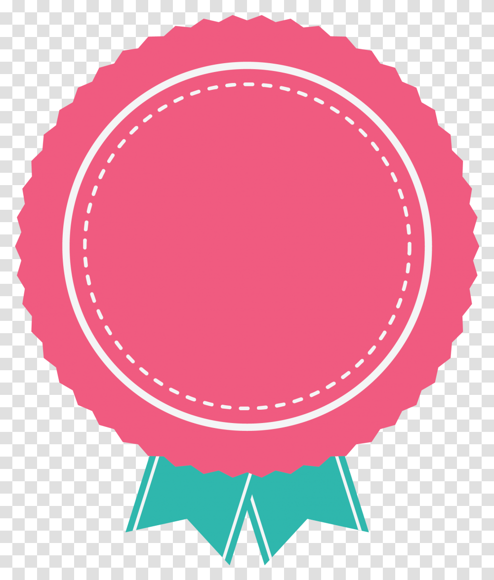 Circle Badge Pink Badge With Green Ribbon Put Pants On Today Ribbon, Rattle, Oval, Gold Transparent Png