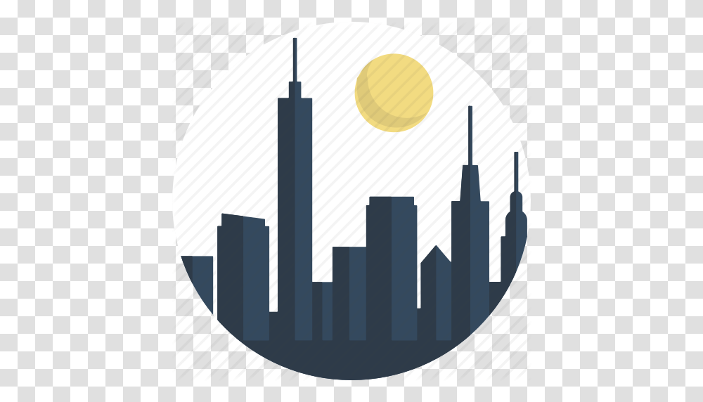 Circle City Downtown Landscape Night Scenery Town Icon, Cross, Architecture, Building Transparent Png