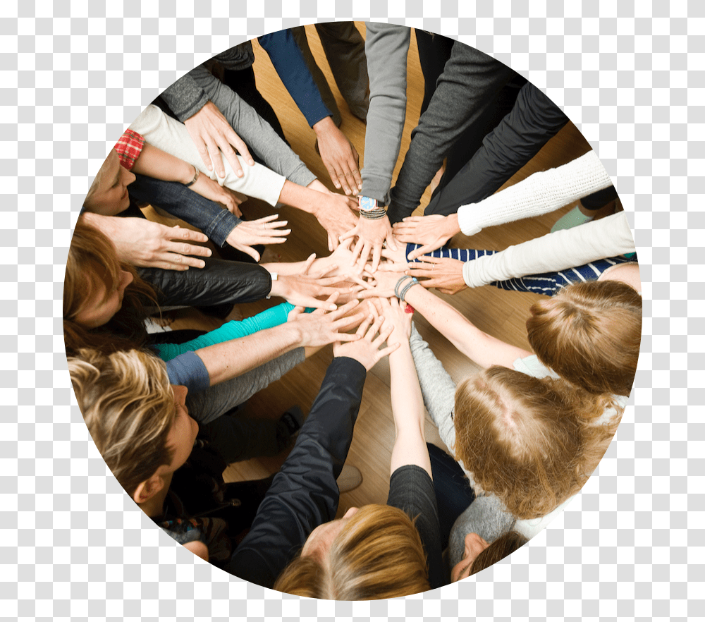 Circle Cropped Hands Together Girl, Person, Human, Crowd, Huddle Transparent Png