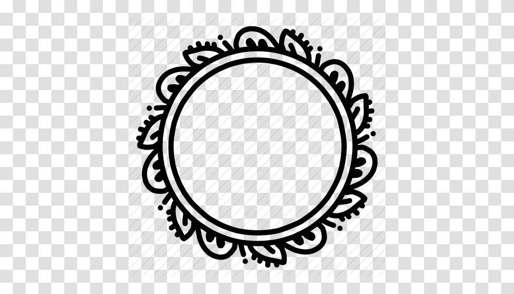 Circle Decoration Doodle Floral Frame Leaves Wreath Icon, Label Transparent Png