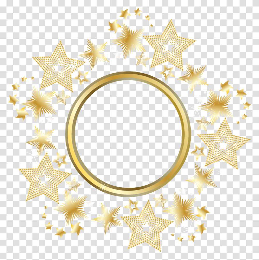 Circle Gold Star Star Gold Circle Frame, Star Symbol, Rug, Pattern, Ornament Transparent Png
