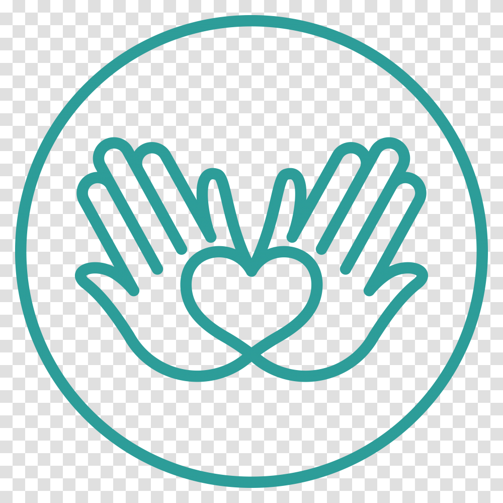 Circle Heart With Two Hands, Logo, Trademark, Badge Transparent Png