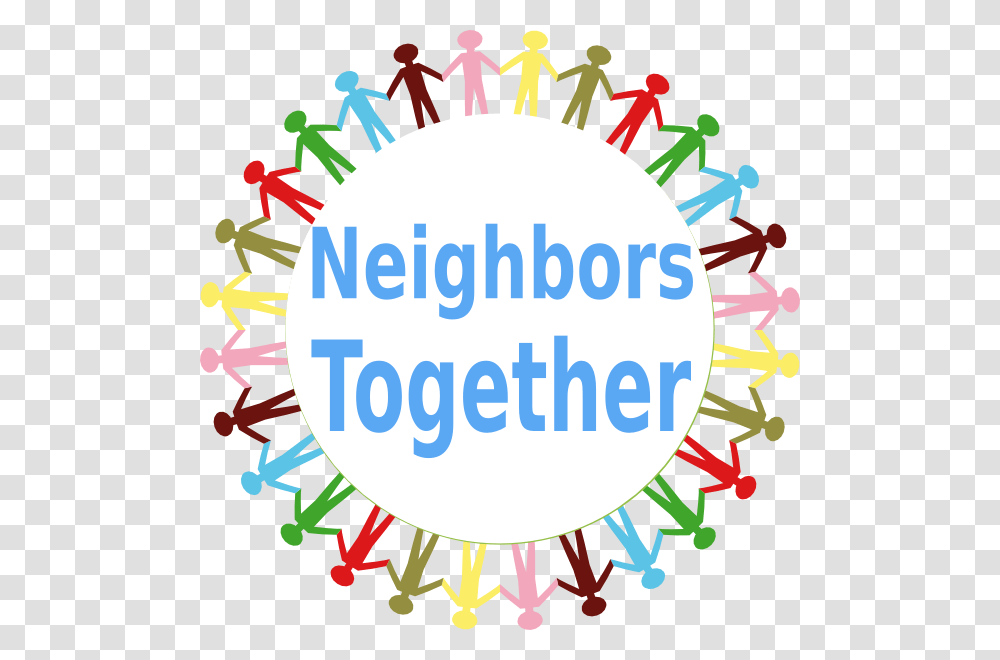 Circle Holding Hands Stick People Multi Coloured Svg Neighbors Clipart, Label, Person, Human Transparent Png