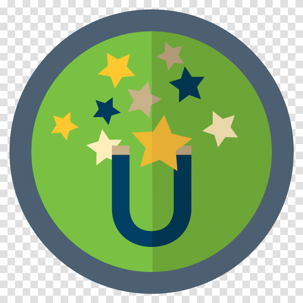 Circle Icon With A Magnet Attracting Gold Buff And European Union Flag Circle, Star Symbol, First Aid Transparent Png