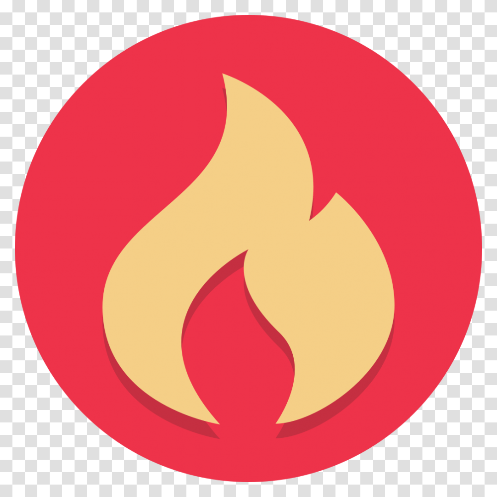 Circle Icons Flame With Hex Ee334a Background Fire Icon Circle, Logo, Trademark, Heart Transparent Png