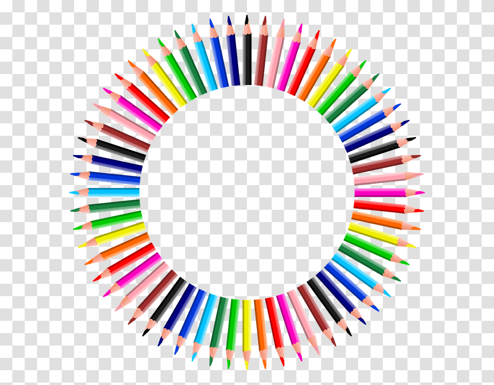 Circle Of Whole Pencils Background, Brush, Tool, Crayon Transparent Png