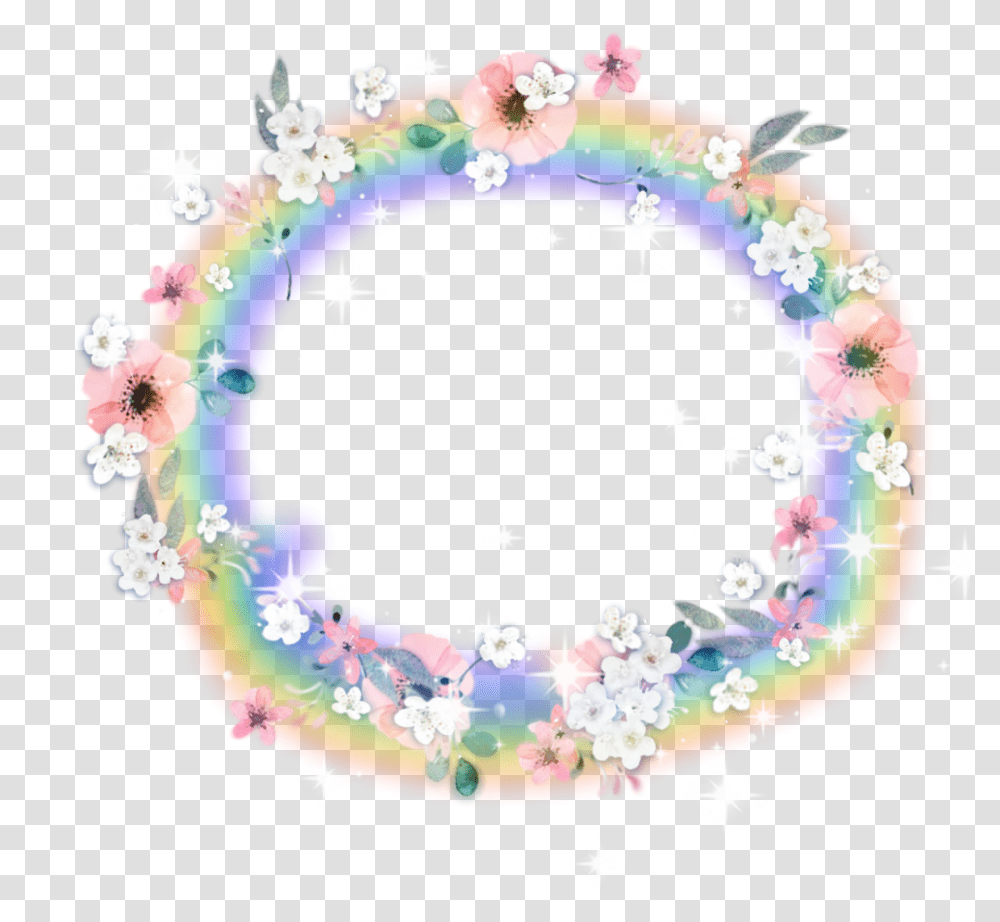 Circle Rainbow Floral Flowers Flowers Flowercircle Circle, Floral Design, Pattern Transparent Png