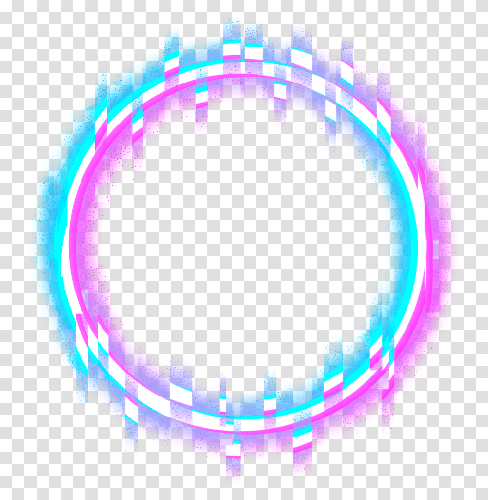Circle Round Glitch Border Neon Error Geometric Neon Circle Glitch, Lighting Transparent Png