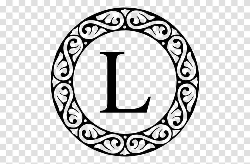 Circle Sroll Letter L Monogram Clip Art, Number, Oval Transparent Png