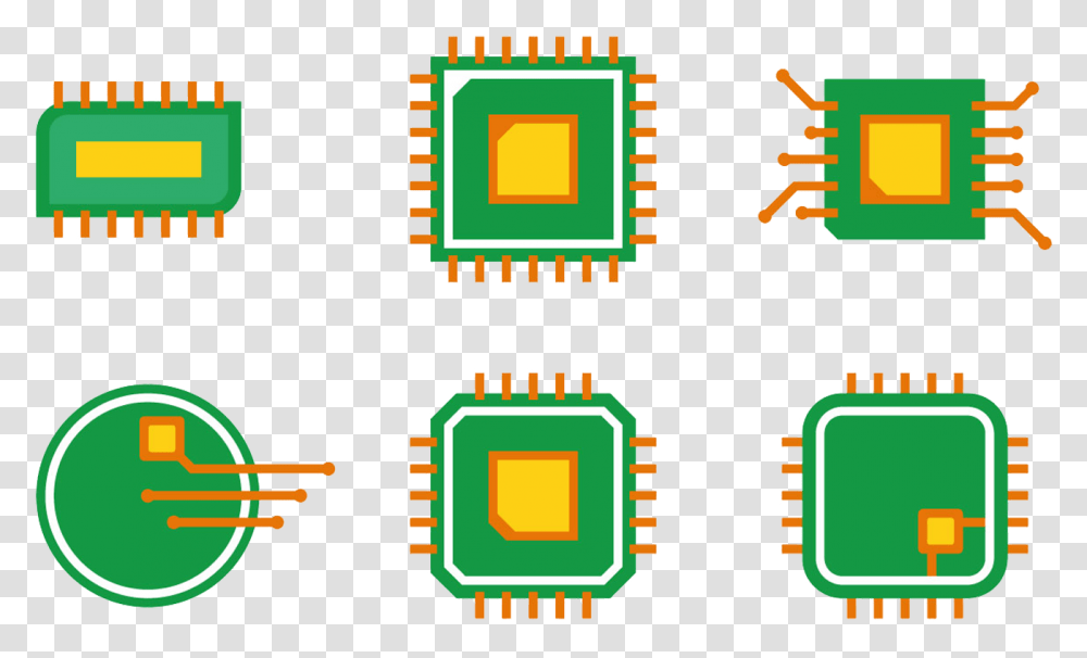 Circuit Cartoon Simple Microchip, Electronic Chip, Hardware, Electronics, Lighting Transparent Png