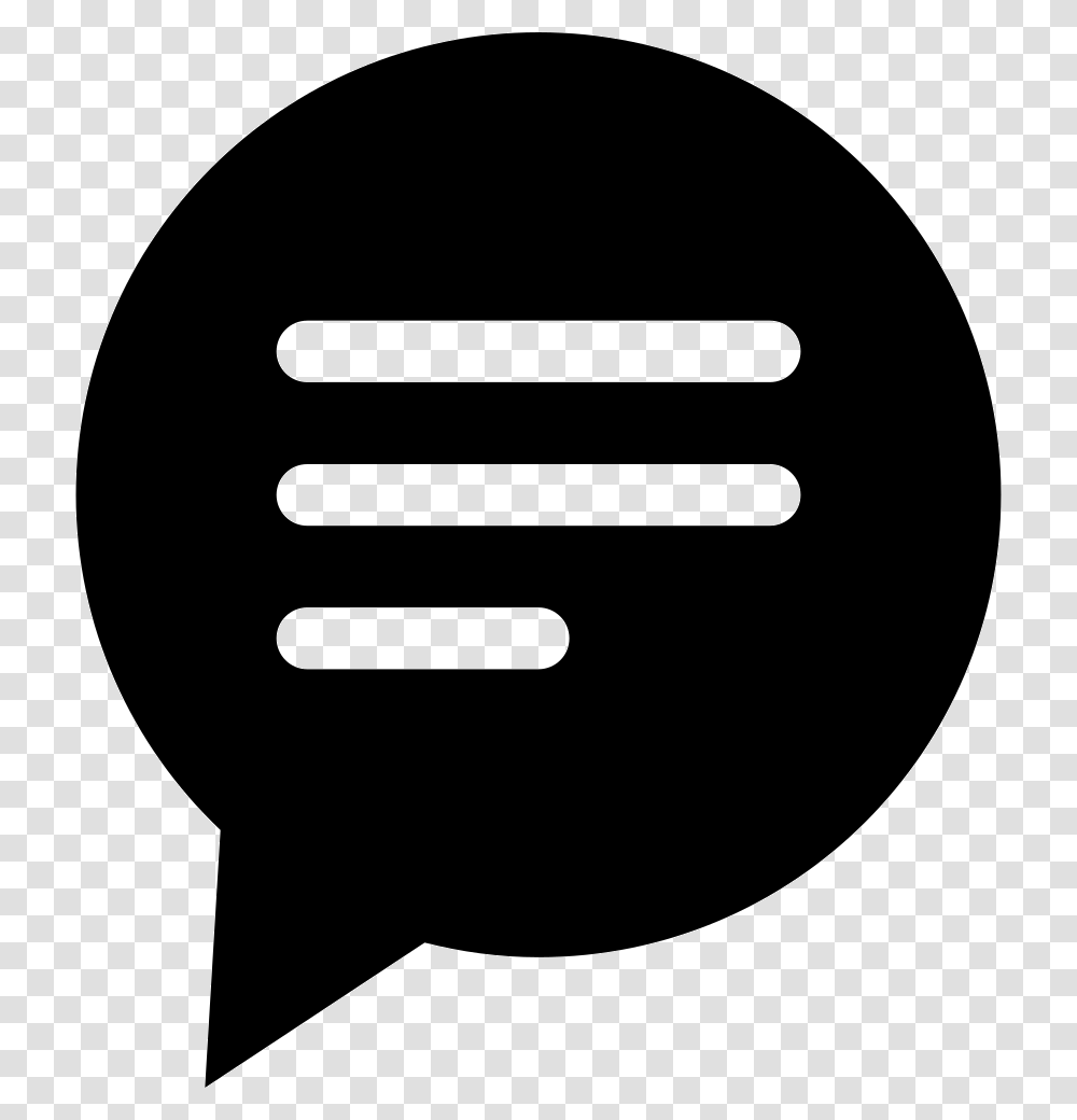 Circular Black Speech Bubble With Text Lines Black Speech Bubble Icon, Logo, Trademark, Label Transparent Png