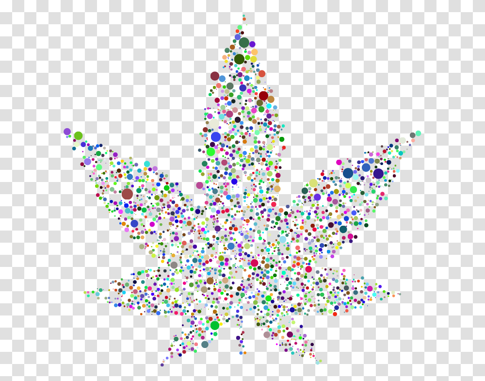 Circular Marijuana Leaf Ii Prismatic Marijuana Christmas Clipart, Christmas Tree, Ornament, Plant, Light Transparent Png