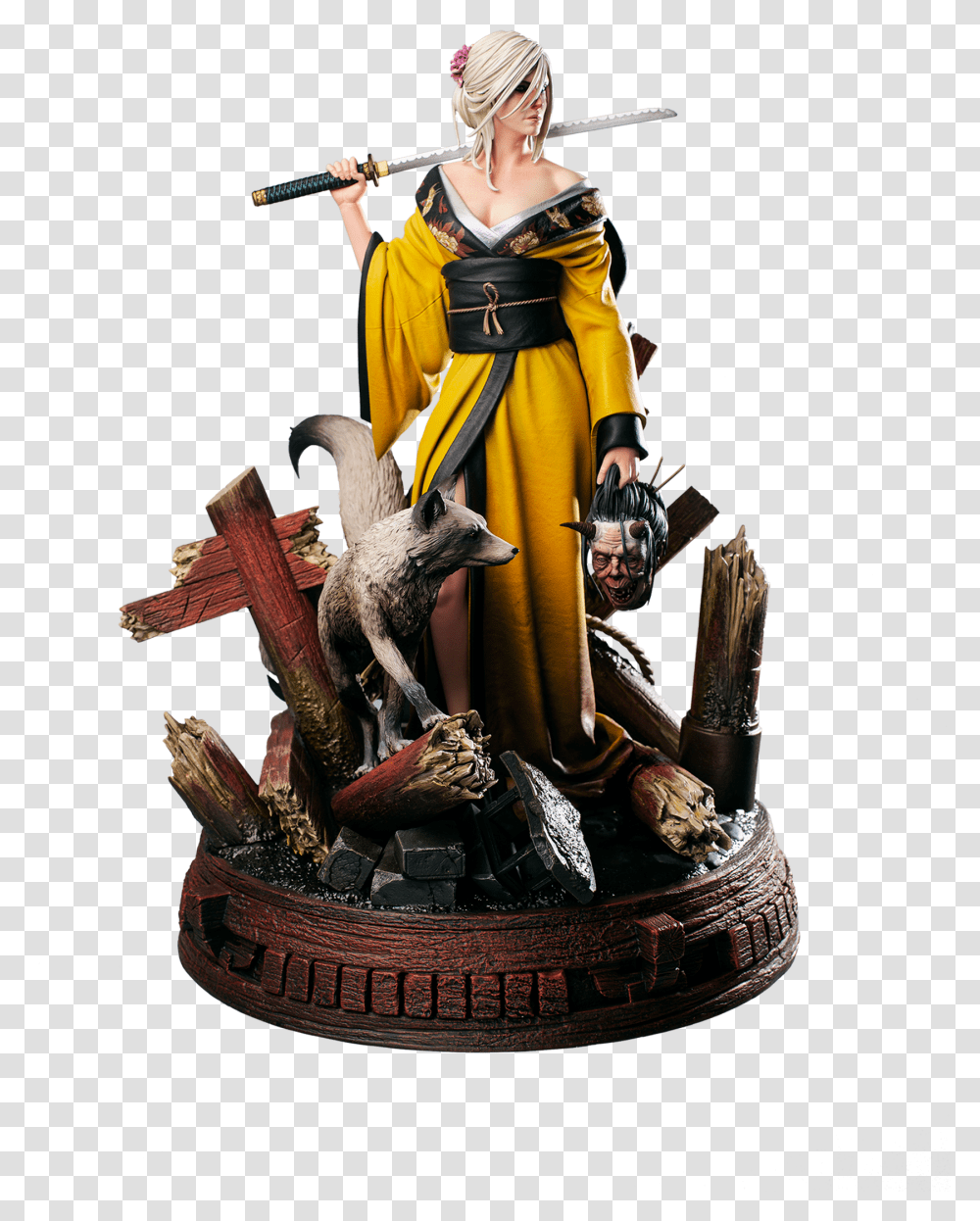 Ciri And The Kitsune Figure Witcher, Person, Figurine, Costume, Leisure Activities Transparent Png