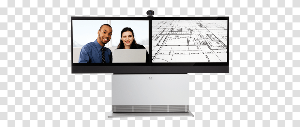 Cisco Profile 55 Dual Video Conferencing Dekom Cisco Dual Profile 55, LCD Screen, Monitor, Electronics, Person Transparent Png