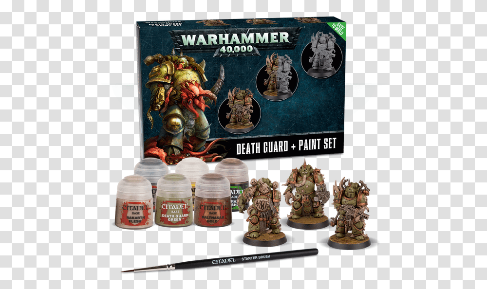 Citadel Warhammer 40k Death Guard Paint Set Paints Death Guard Paint Set, Figurine, Tabletop, Furniture, World Of Warcraft Transparent Png