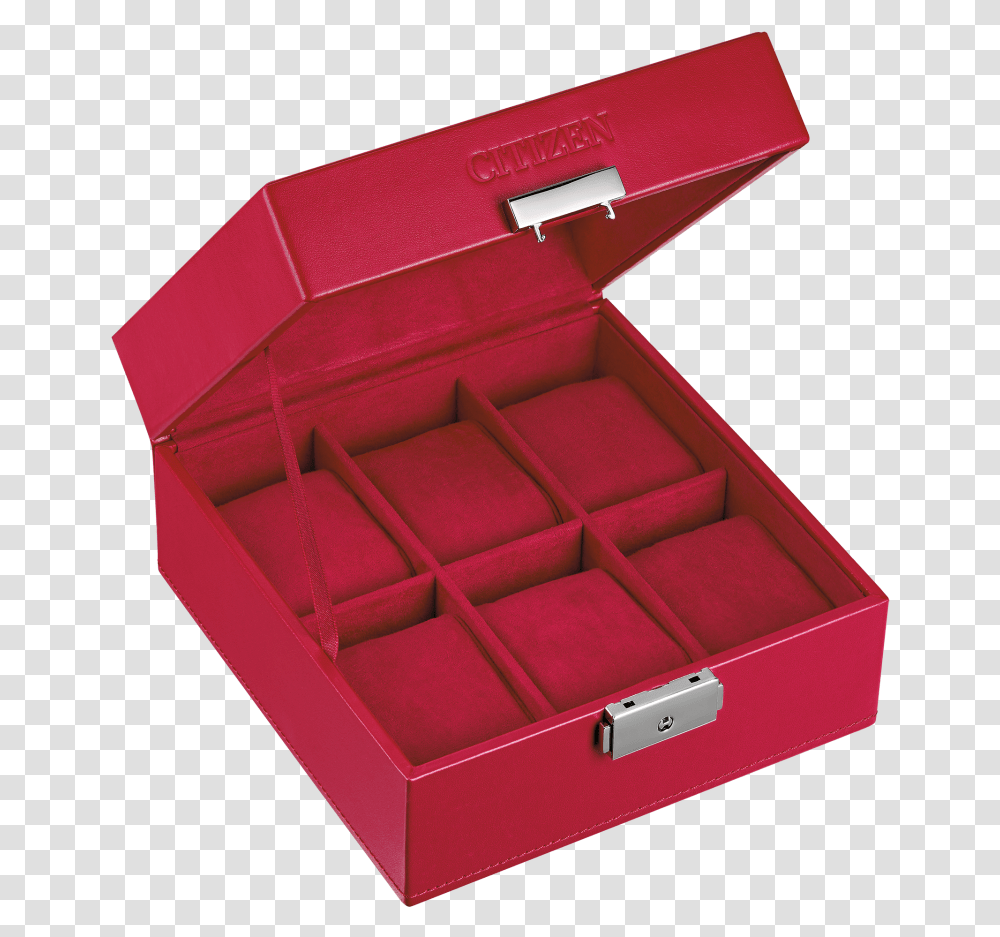 Citizen Red 6 Piece Watch Box Profile View Box, Carton, Cardboard, Treasure Transparent Png