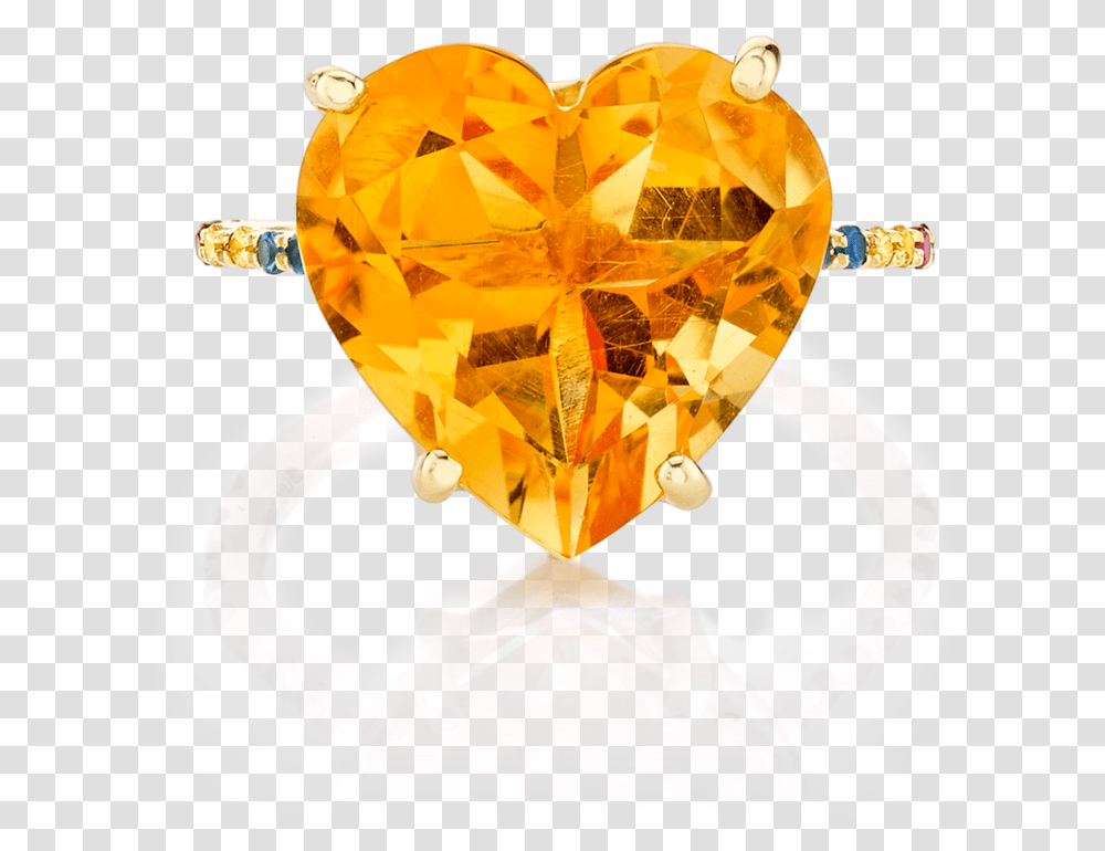 Citrine And Rainbow Heart Ring Crystal Heart Rainbow, Accessories, Accessory, Jewelry, Gemstone Transparent Png