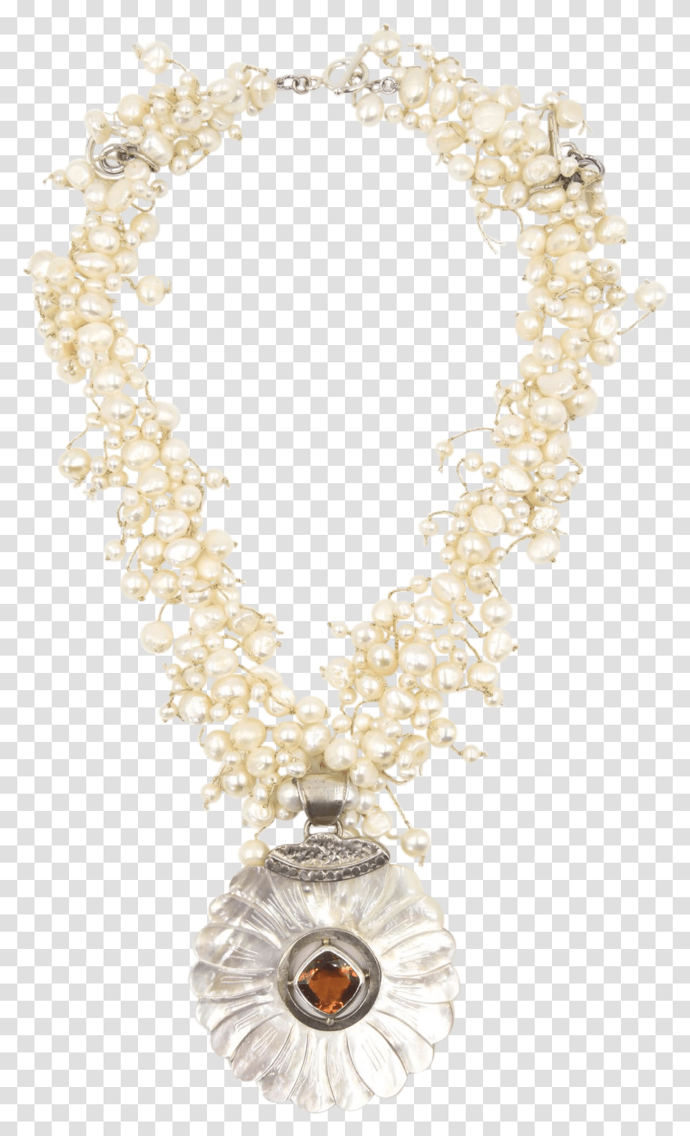 Citrine Pearl Amp Mother Of Pearl Flower Sterling Necklace Necklace, Jewelry, Accessories, Accessory, Plant Transparent Png