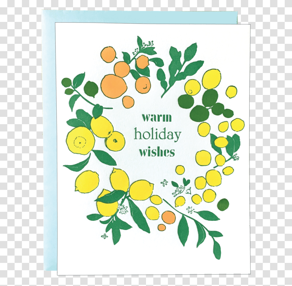 Citrus Wreath Holiday Card Greeting Card, Floral Design, Pattern Transparent Png