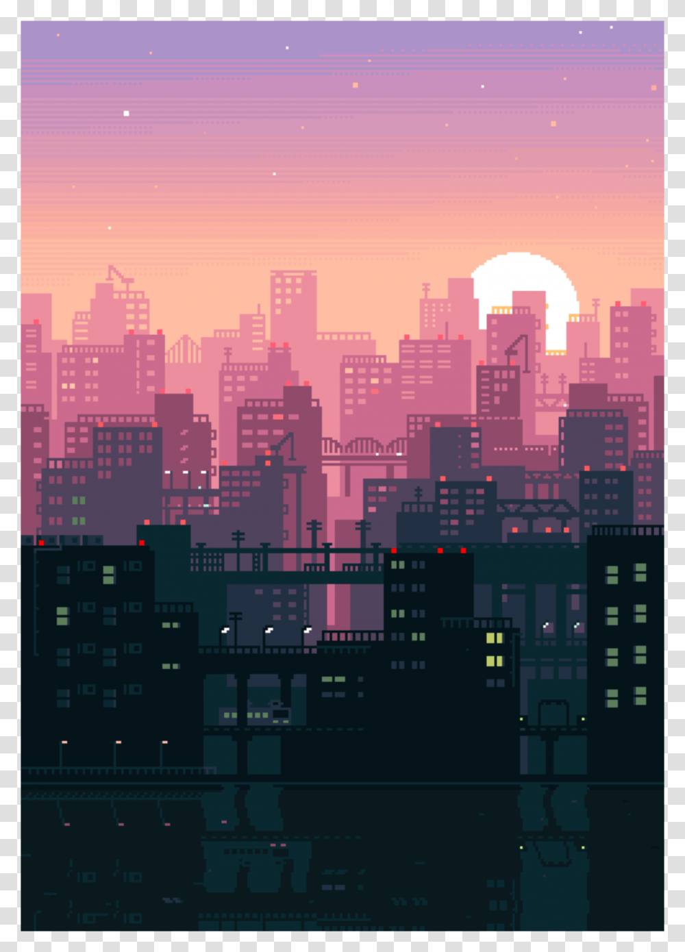 City Background Game Pixel Vintage Vaporwave Night City Pixel Art, Urban, Building, High Rise, Metropolis Transparent Png