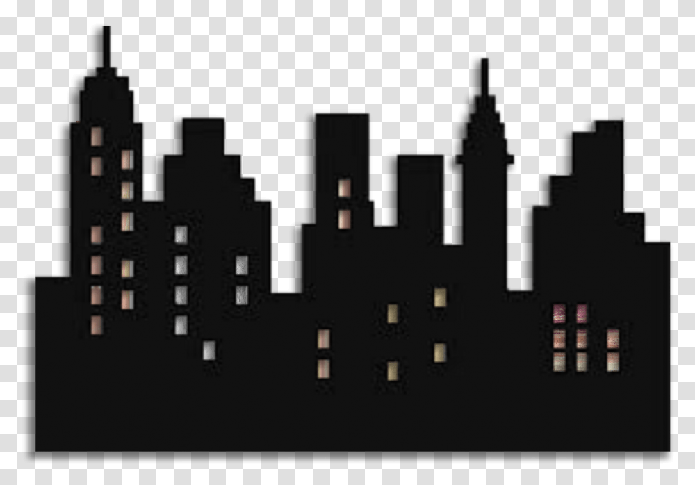 City Building Clipart Black And White Simple City Skyline Silhouette, People, Plan, Plot, Diagram Transparent Png