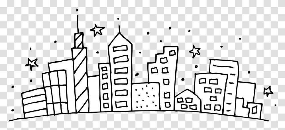 City Clipart Cityscape Cityscape Black And White Clip Art, Doodle, Drawing, Number Transparent Png
