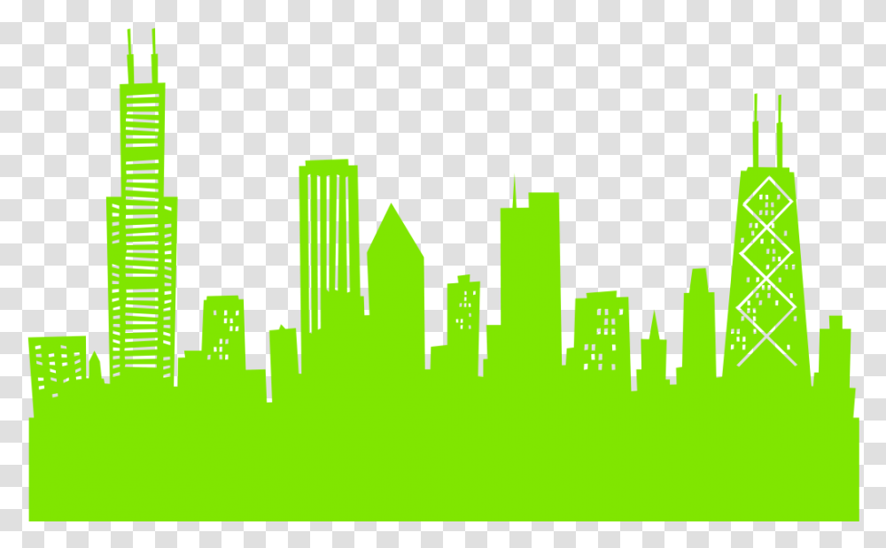 City Of Chicago Skyline Silhouette Download Chicago Reporter, Green Transparent Png