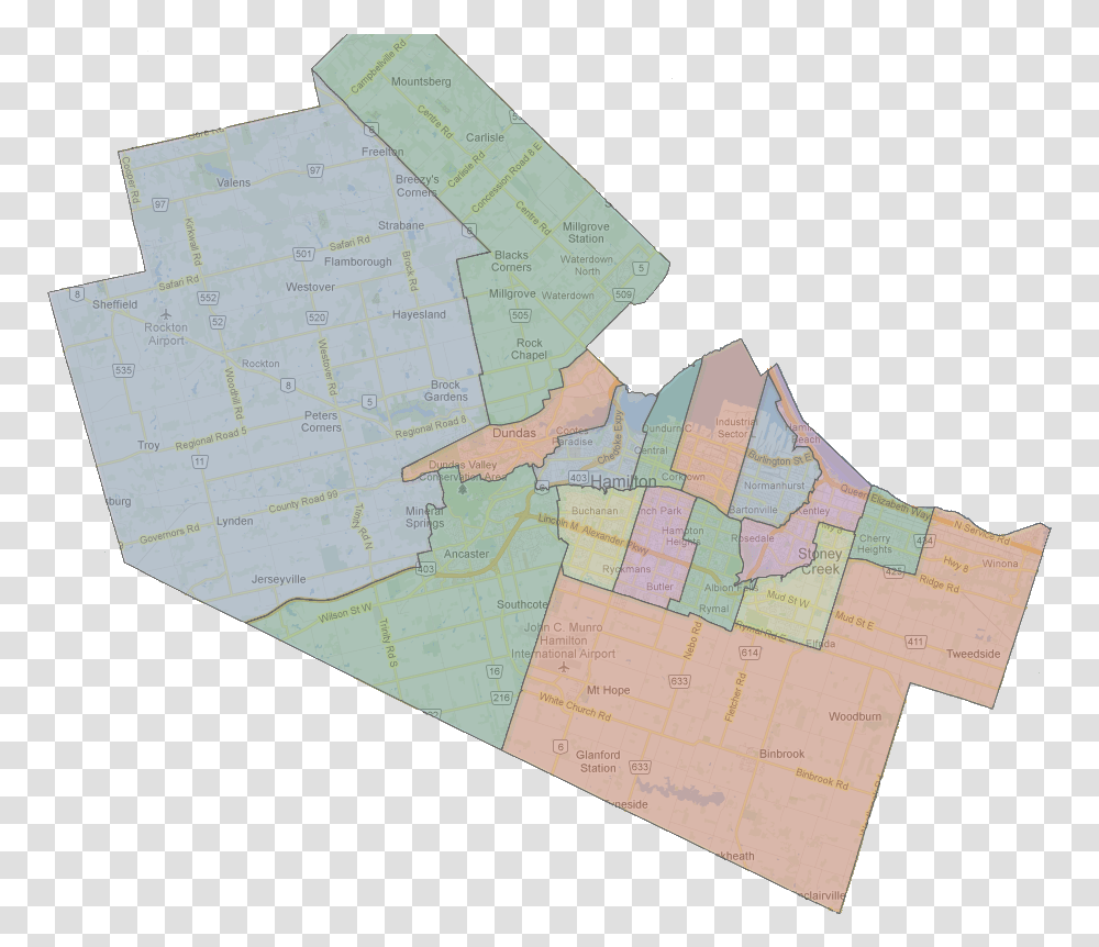 City Of Hamilton Map, Plot, Diagram, Atlas, Plan Transparent Png