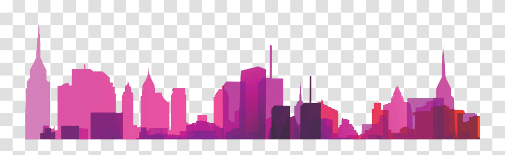 City Silhouette Free Photo Clipart, Metropolis, Urban, Purple Transparent Png