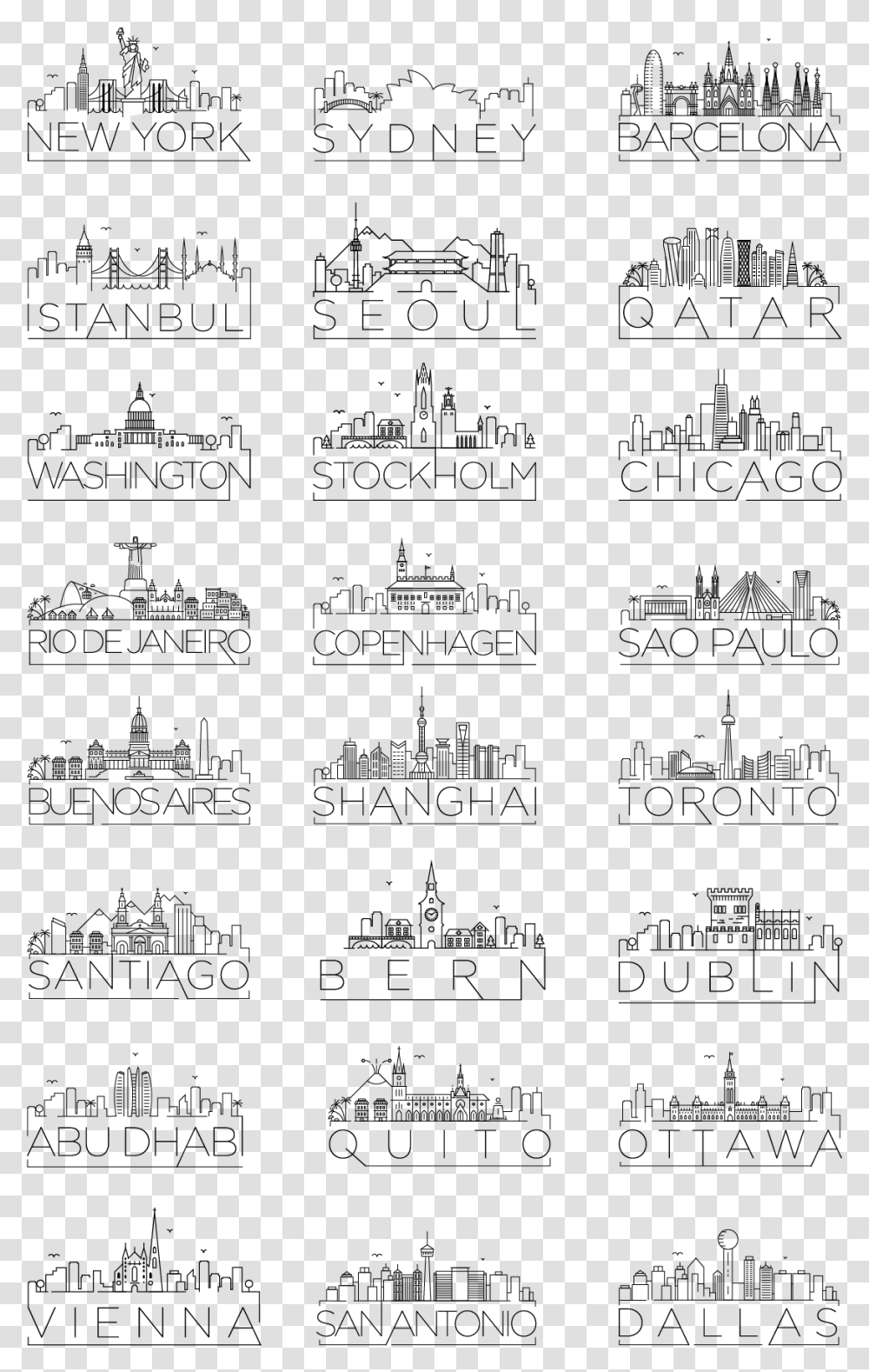 City Skyline Doodle, Gray, World Of Warcraft Transparent Png