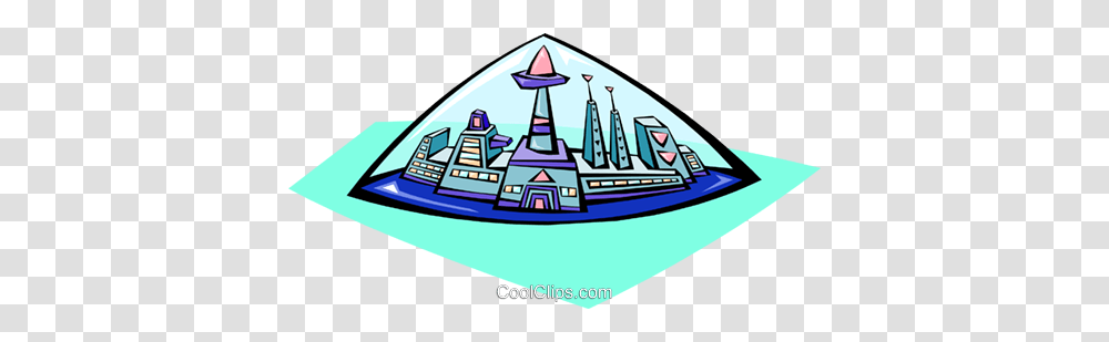 City Space Colony Under Dome Royalty Free Vector Clip Art, Vehicle, Transportation, Building, Triangle Transparent Png