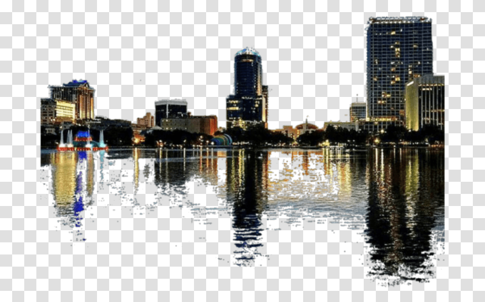 City Town Buildings Water Background Reflection, Urban, Metropolis, Downtown, High Rise Transparent Png