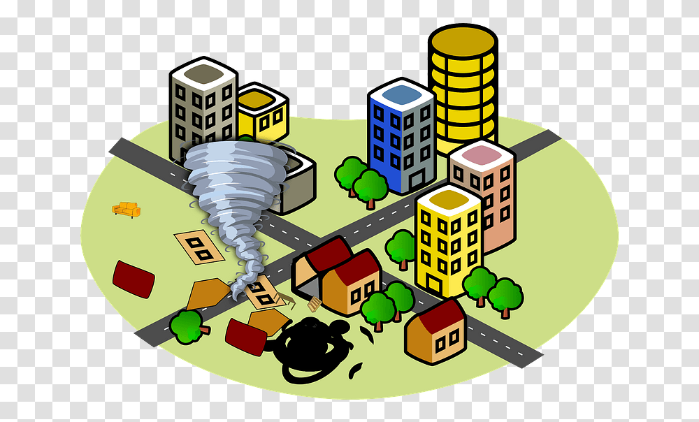 City With A Tornado Clipart, Game, Building, Metropolis, Urban Transparent Png