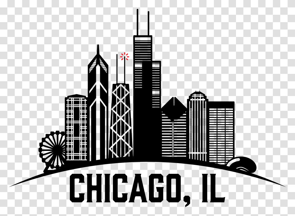Cityscape Clipart Chicago Skyline Outline, Urban, Building, High Rise, Architecture Transparent Png