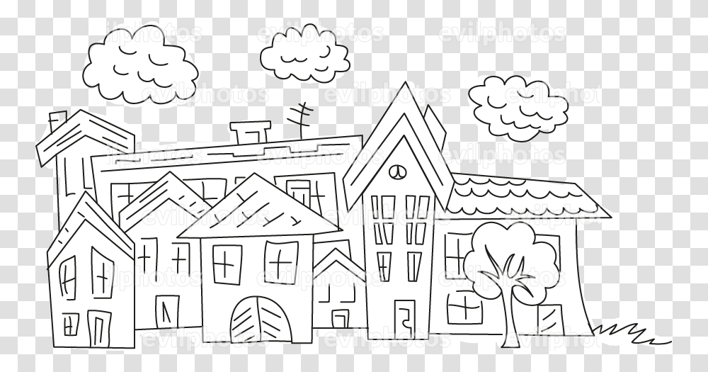 Cityscape Drawing Vector And Stock Photo Cartoon, Housing, Building, Urban, House Transparent Png